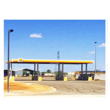 Fabricação Estrutura de aço Estação de combustível Construção do dossel de posto de gasolina com telhado de metal